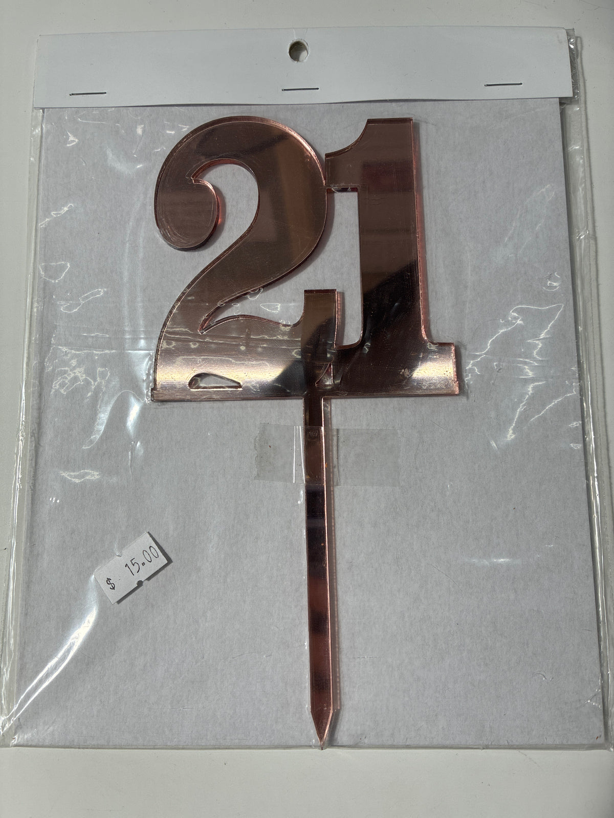 Acrylic 21 Number Topper - Bold - Rose Gold