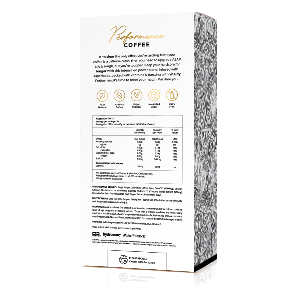 Before You Speak Coffee - Unsweetened - High Performance Coffee - 30 Serves