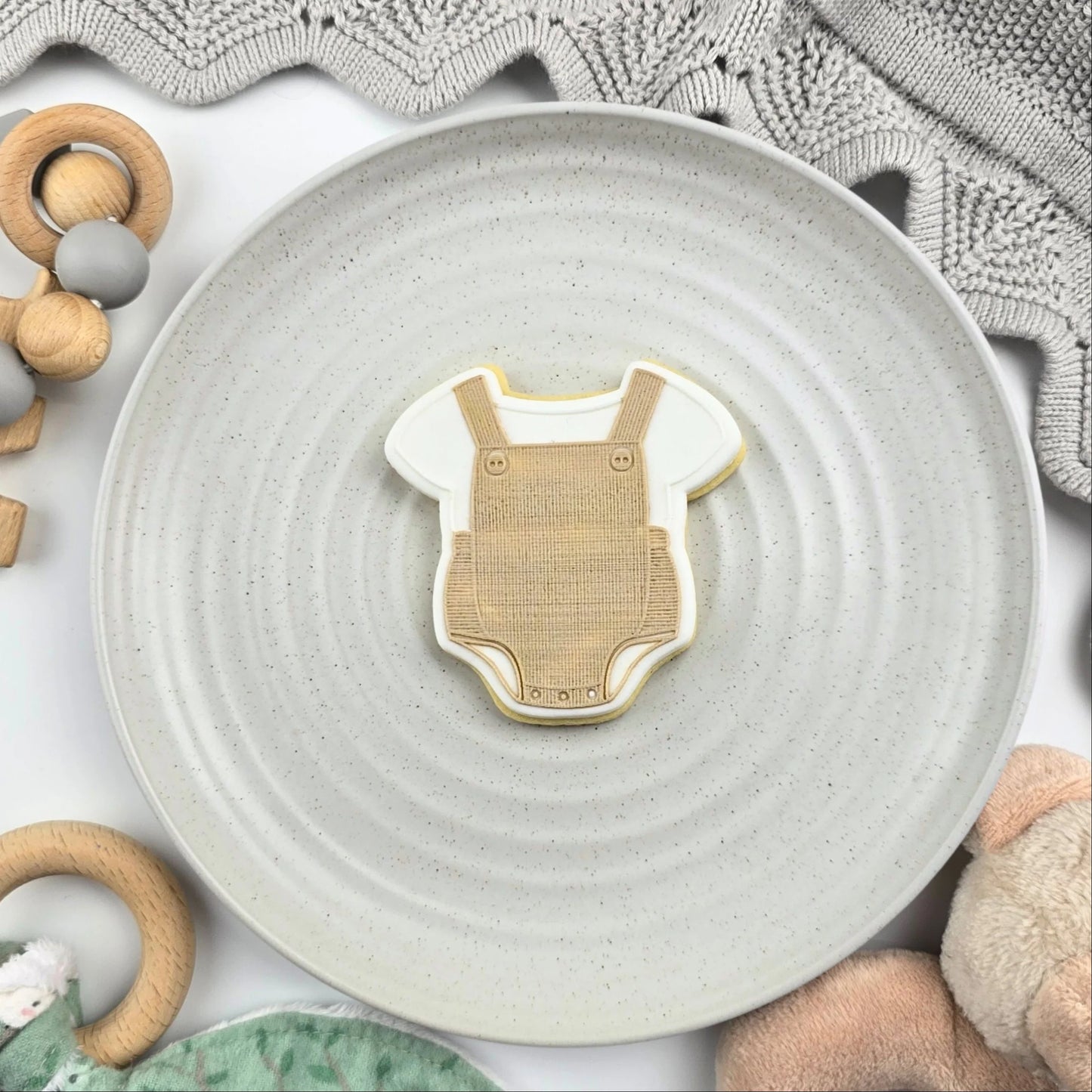 Custom Cookie Cutter - Baby Overalls Romper Cutter and Debosser Set.