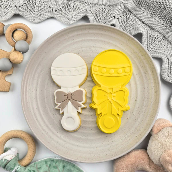 Custom Cookie Cutters 3D Embosser and Cutter Set - Baby Rattle.