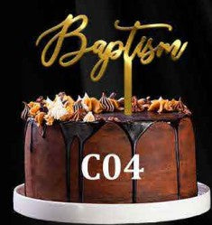 Acrylic Cake Topper - Baptism - Gold