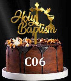 Acrylic Cake Topper - Holy Baptism - Gold