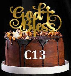 Acrylic Cake Topper - God Bless - Gold