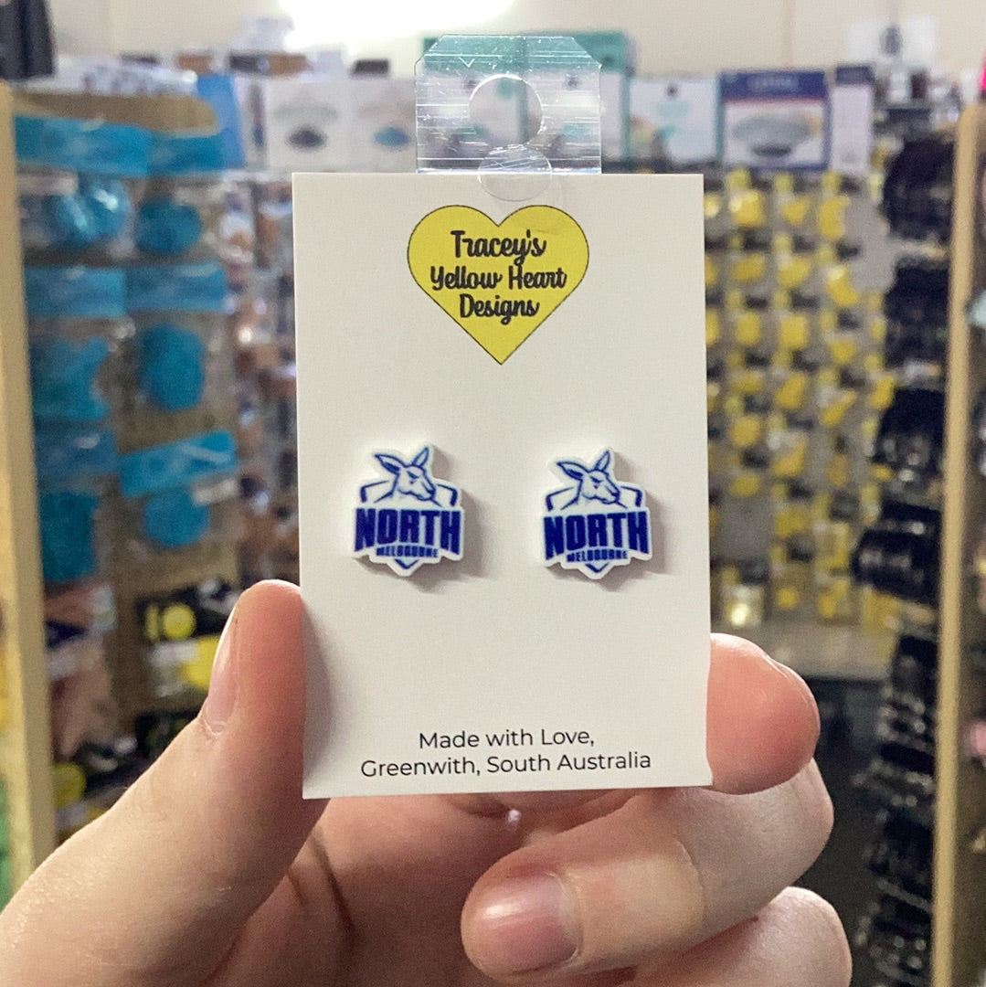Tracey's Yellow Heart Designs - Football North Melbourne Earring