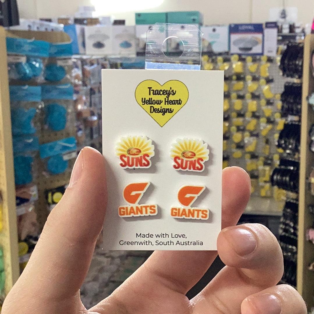 Tracey's Yellow Heart Designs - Football Giants Earring