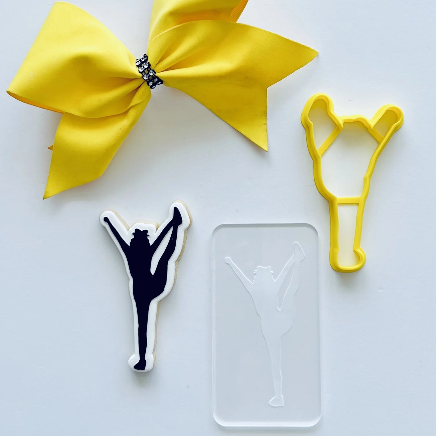 Custom Cookie Cutters Cutter and Debosser Set - Cheerleader Leg Up.