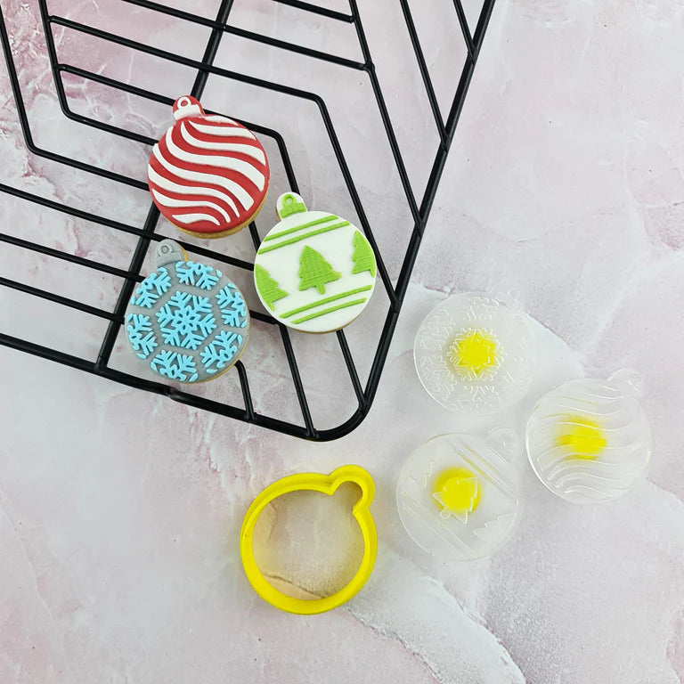 Custom Cookie Cutters - Mini Bauble Cutter and Debosser Set.