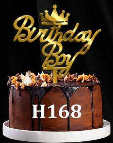 Acrylic Cake Topper - Birthday Boy - Gold