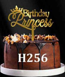 Acrylic Cake Topper - Birthday Princess - Gold