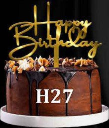 Acrylic Cake Topper - Happy Birthday - Gold