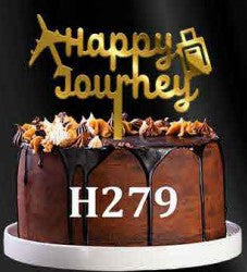 Acrylic Cake Topper - Happy Journey - Gold