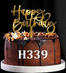 Acrylic Cake Topper - Happy Birthday - Gold