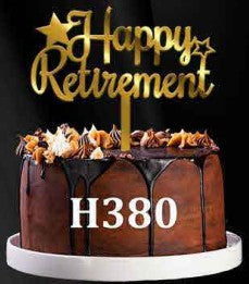 Acrylic Cake Topper - Happy Retirement - Gold