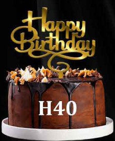 Acrylic Cake Topper - Happy Birthday - Gold