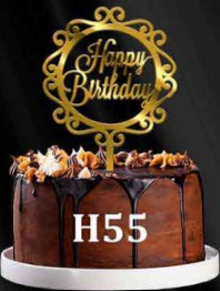 Acrylic Cake Topper - Happy Birthday Round Frame - Gold
