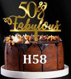 Acrylic Cake Topper - 50 & Fabulous - Gold