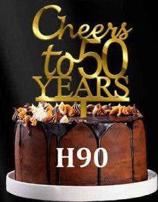 Acrylic Cake Topper - Cheers to 50 Years - Gold