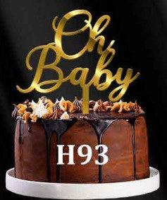 Acrylic Cake Topper - Oh Baby - Gold