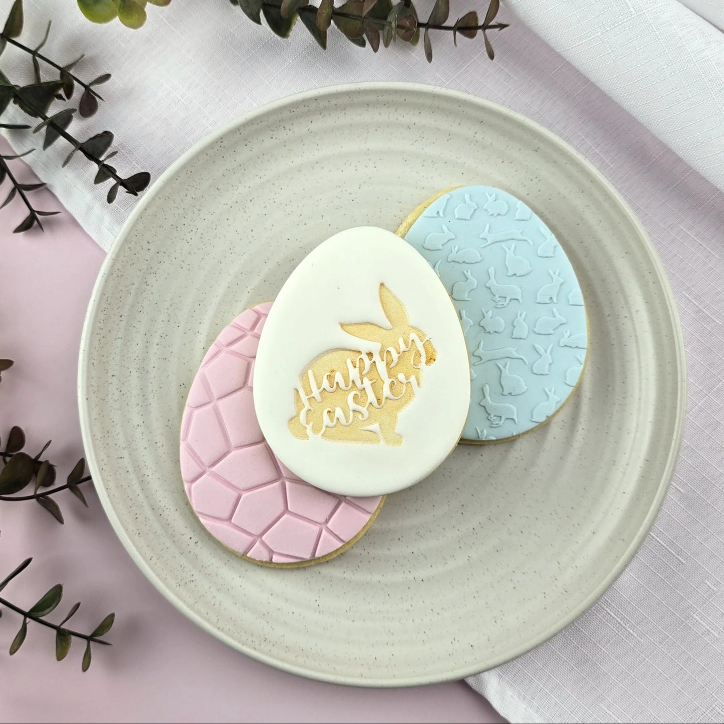 Custom Cookie Cutters Embosser - Happy Easter Bunny.