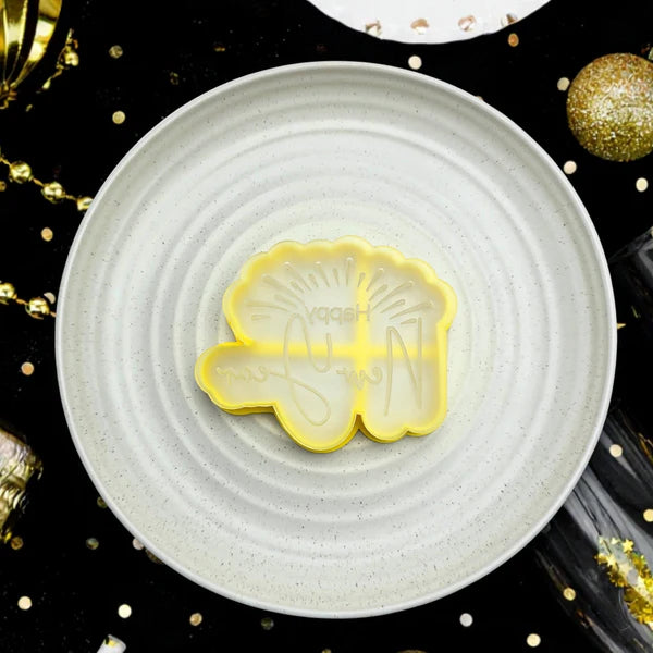 Custom Cookie Cutters Happy New Year Debosser and Cutter Set.