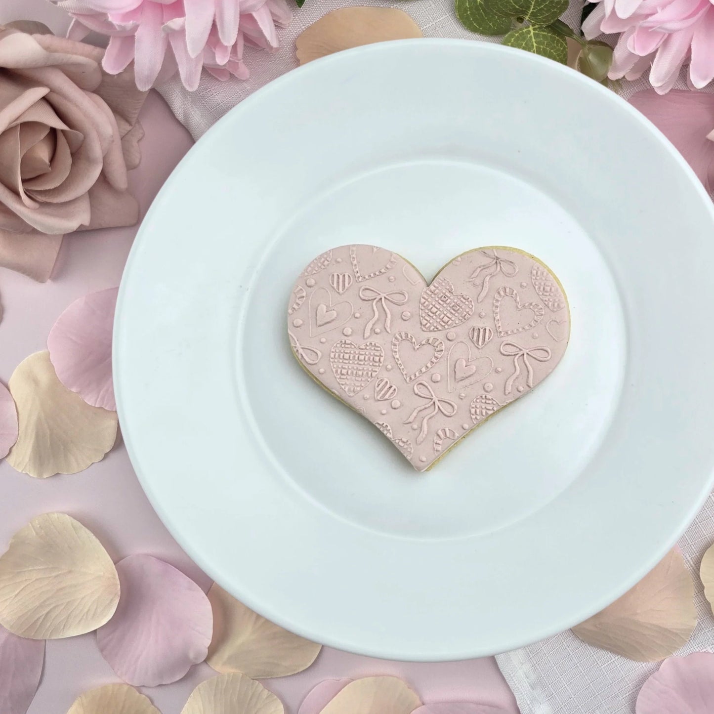 Custom Cookie Cutters - Hearts & Bows Pattern Plate.