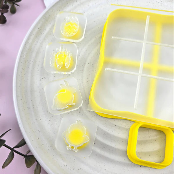 Custom Cookie Cutter - Hot Cross Bun Tic Tac Toe Debosser & Cutter Set.