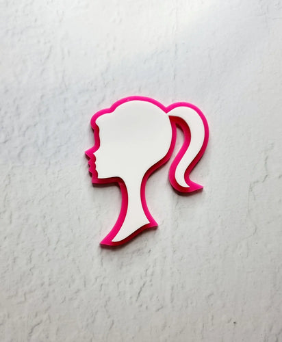 Acrylic Barbie Logo Head Fropper - Hot Pink and White