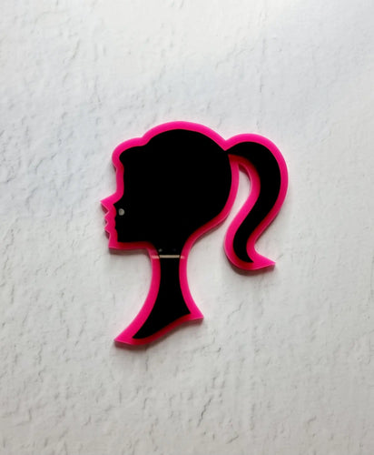 Acrylic Barbie Logo Head Fropper - Hot Pink and Black