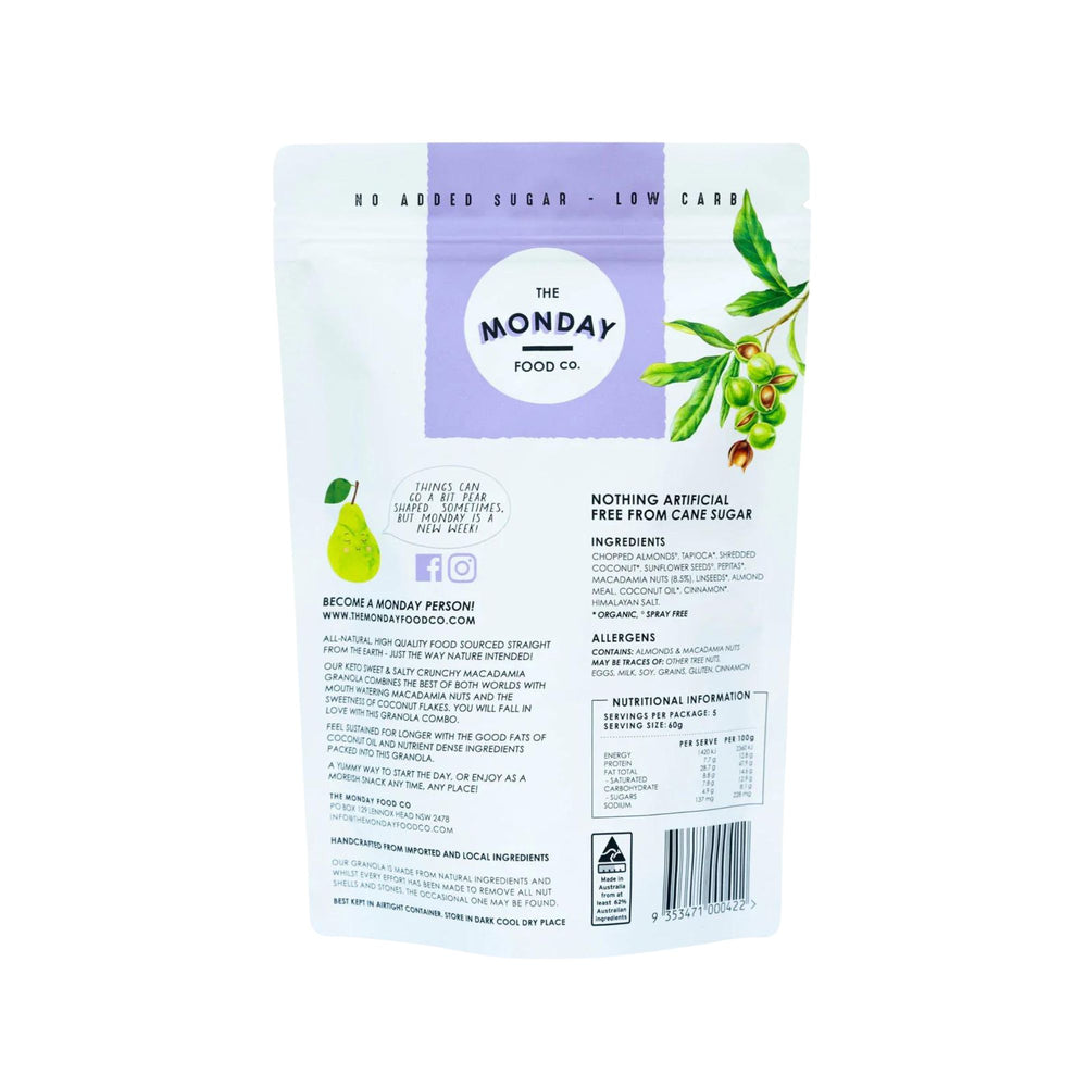 The Monday Food Co Keto Granola Sweet Crunchy Macadamia Clusters 300g