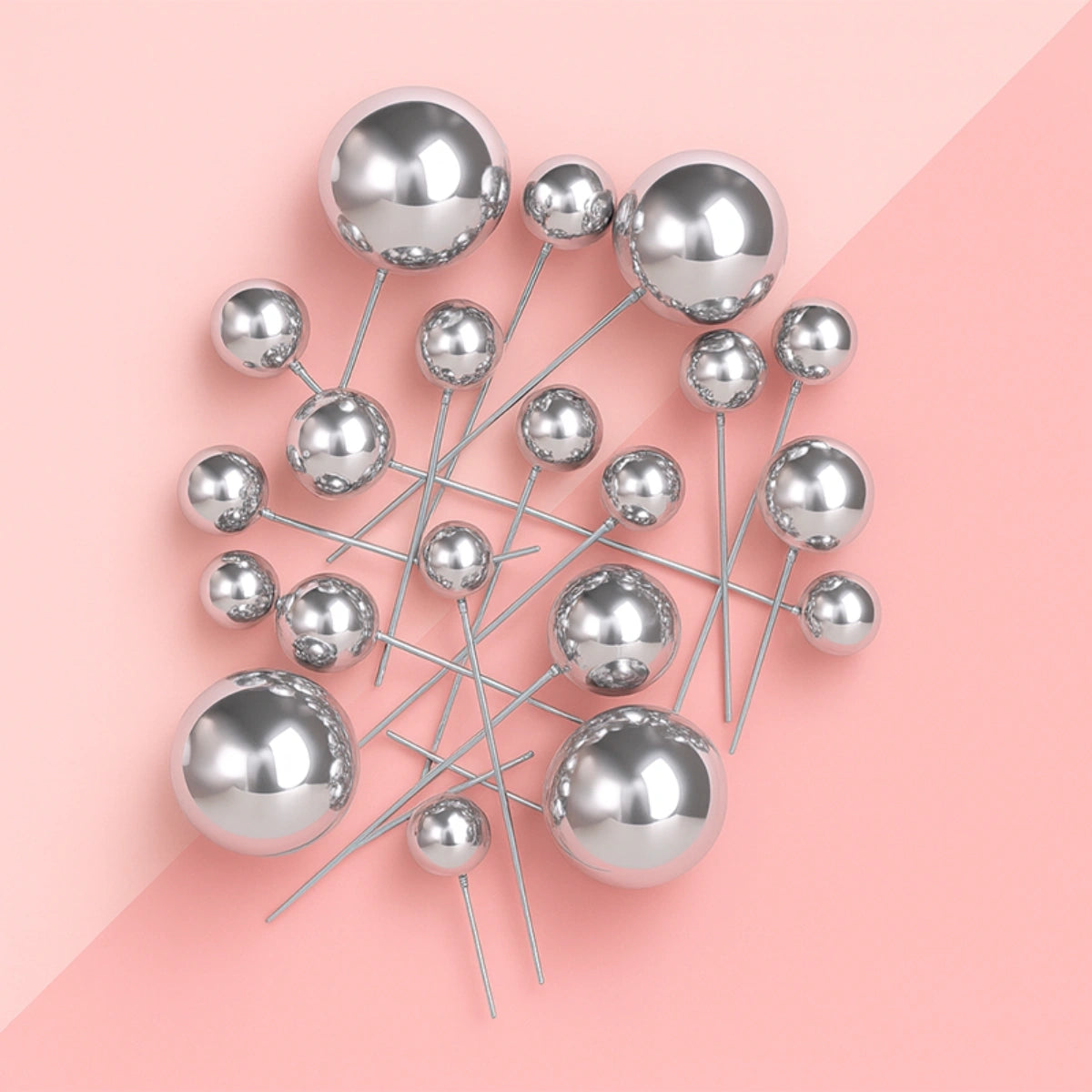 Iconic - Metallic Silver - Ball Toppers - 20PCS