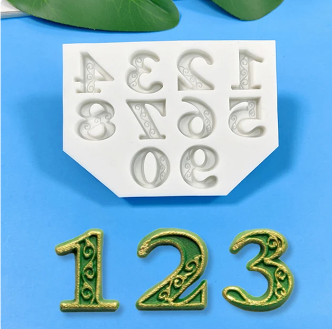 Silicone Mould - Numbers - Swirl - S544
