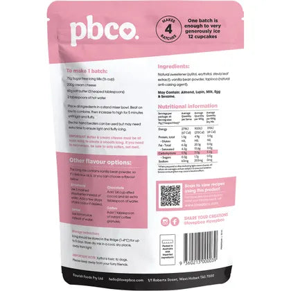 PBCO. Vanilla Icing Mix 98% Sugar Free 300g