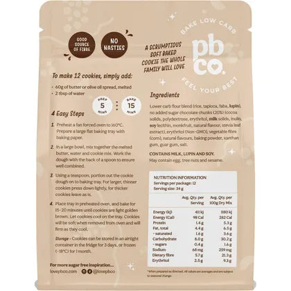 PBCO. Chunky Choc Chip Cookie Mix No Sugar Added 320g