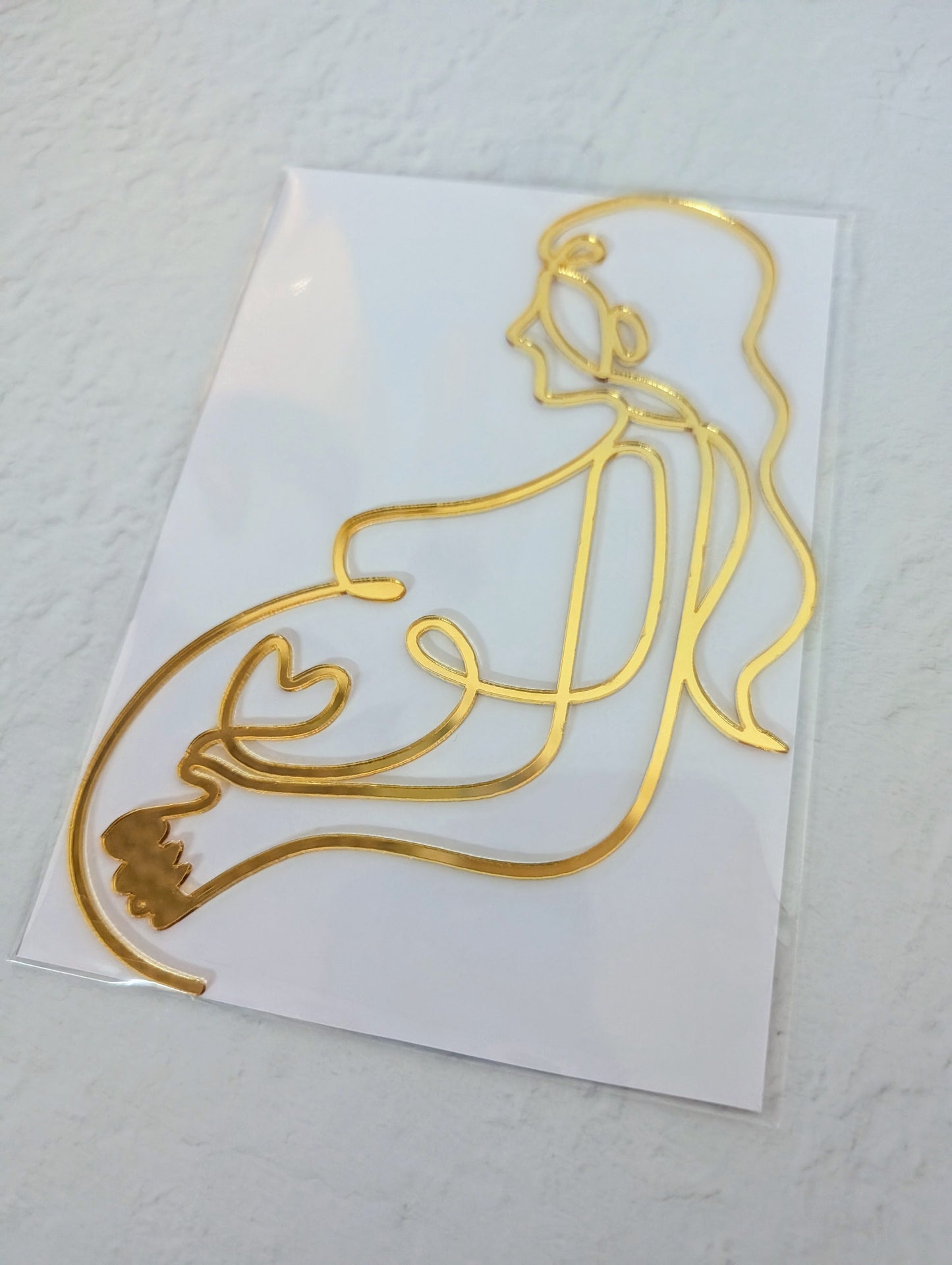 Silhouette Outline Topper - Pregnant - Gold - Assorted Styles.