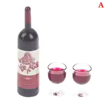 Miniature Wine Bottle & Wine Glasses Cake Topper