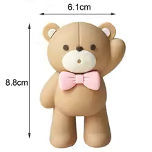 Teddy Bear with Bow Cake Topper - Standing