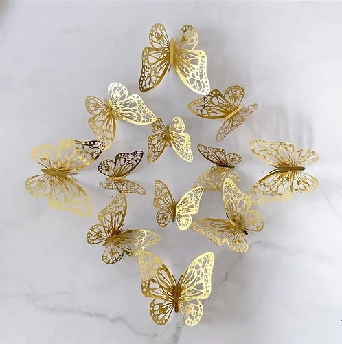 Gold F Butterflies - 12PC