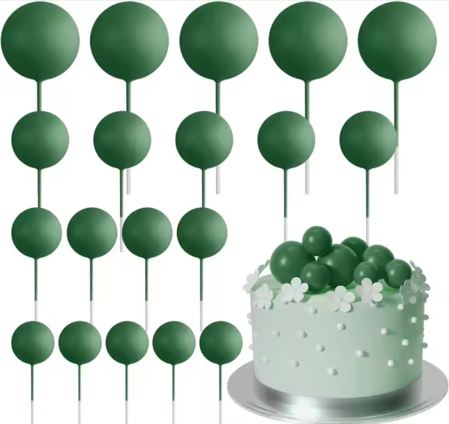 5PC Ball Topper - Matte Dark Green - Assorted Sizes
