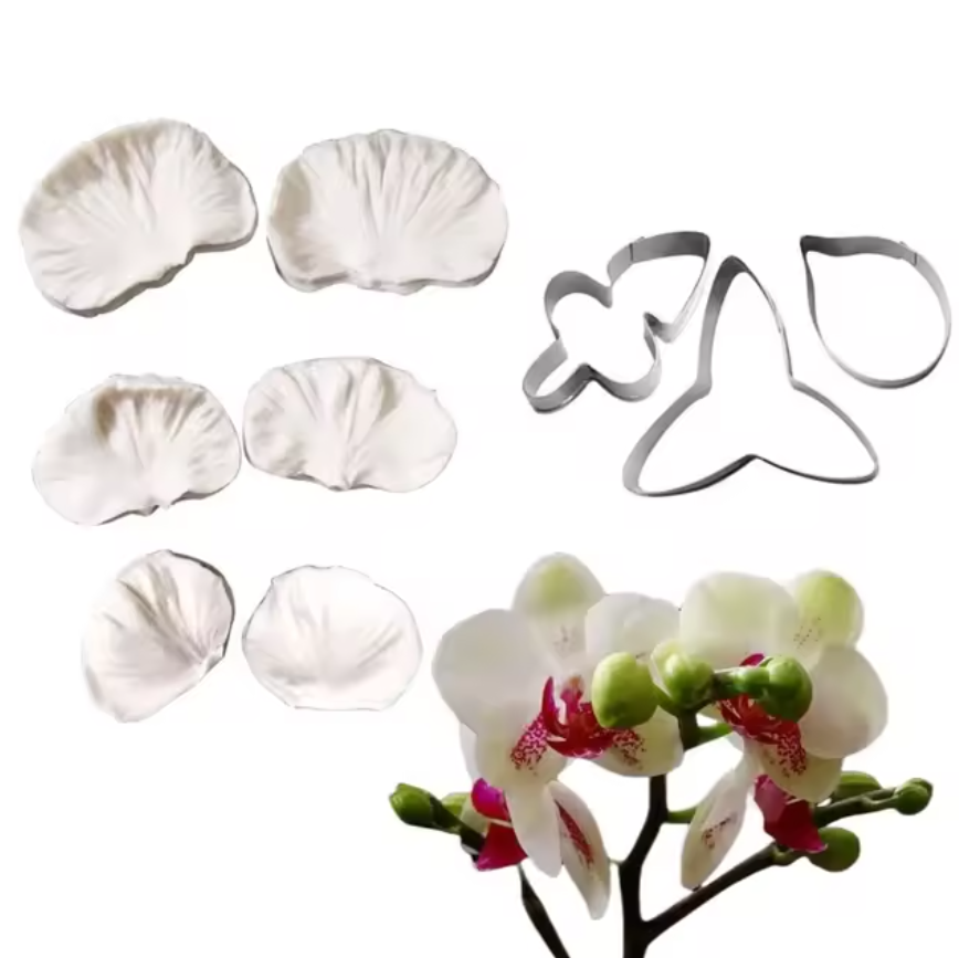 Silicone Mould - 9PCS Phalaenopsis Orchid Petal Veiners & Cutters - S589