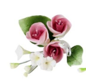 Handcrafted Sugar Flower - Rose Spray - Raspberry Pink