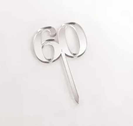 Cake Craft Single Cupcake / Mini Acrylic Topper - 60 - Assorted Colours