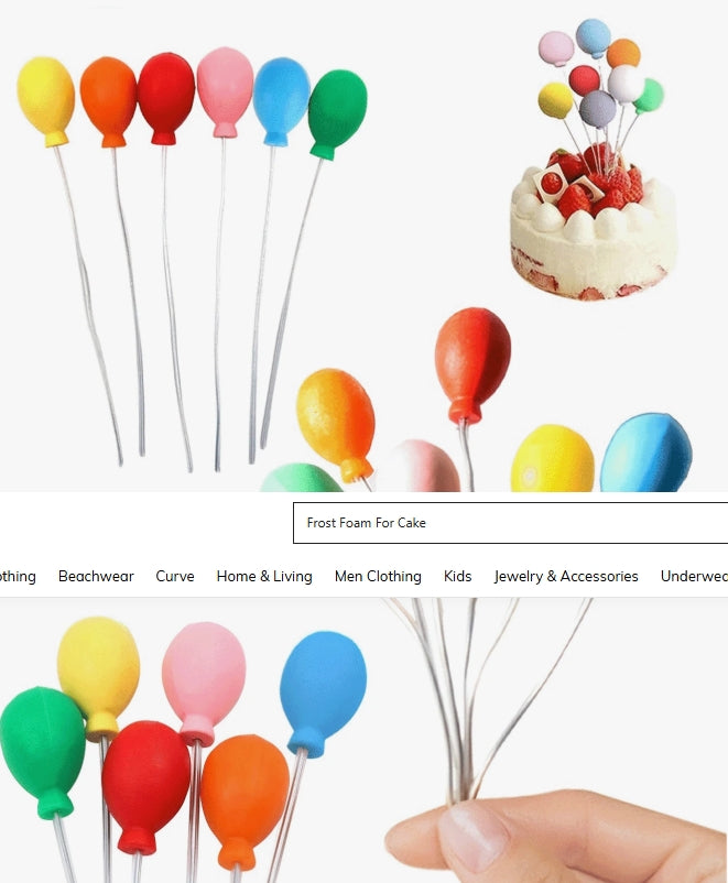6Pc Mini Balloon Cake Toppers