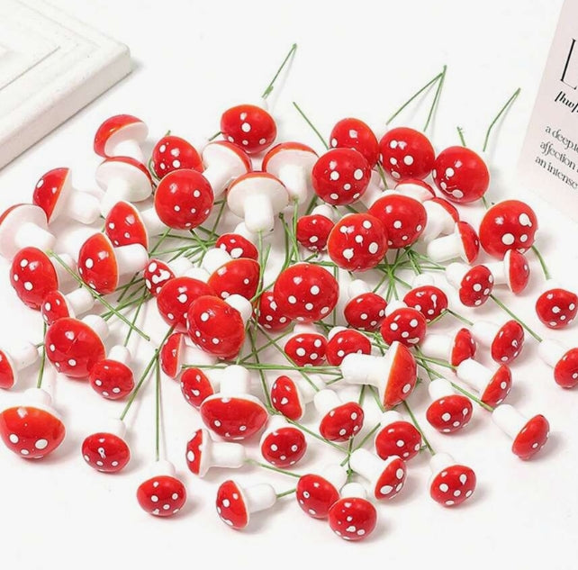20Pc Mini Artificial Mushroom Toppers