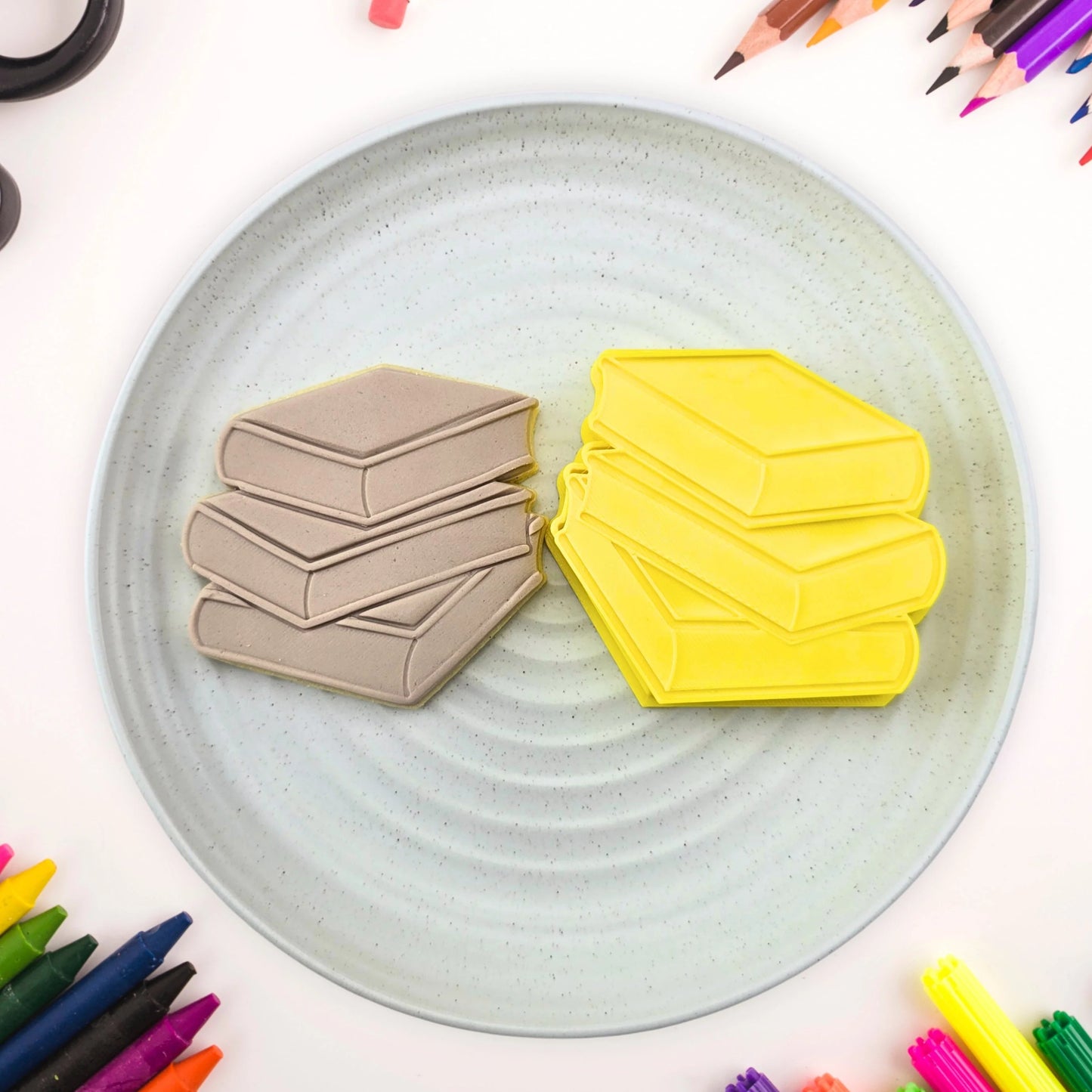 Custom Cookie Cutter - Stack of Books Cutter and Embosser Set.