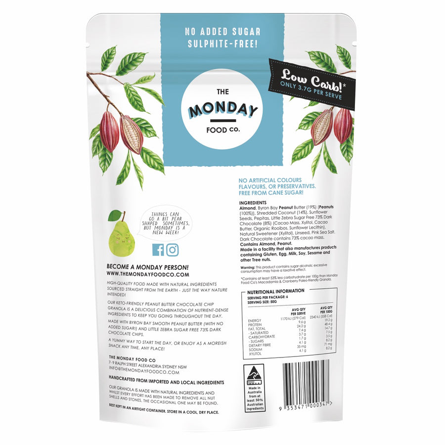 Peanut Butter Choc Chip- Keto Granola (I'm Vegan) 300g.