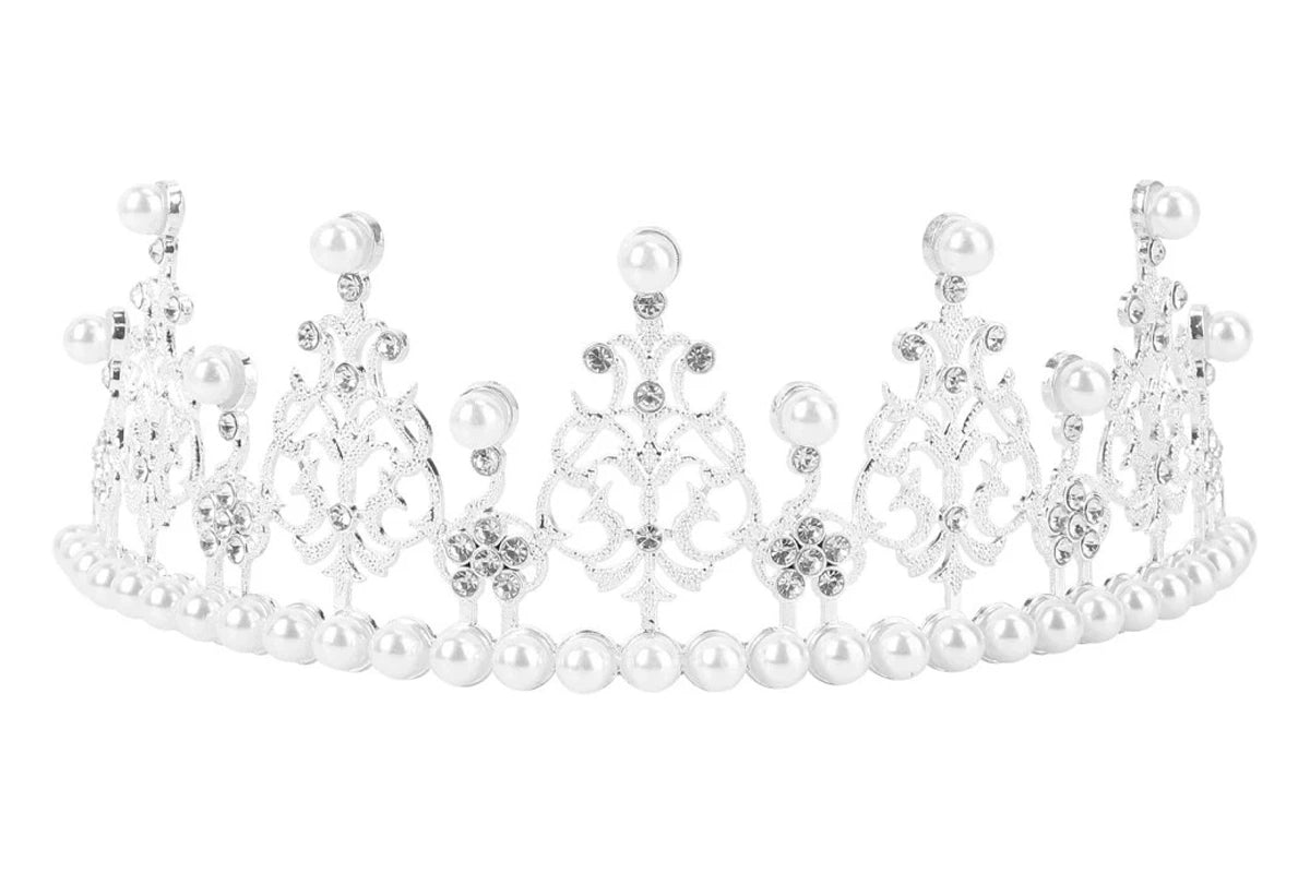 Silver Pearl Accent Tiara/ Crown