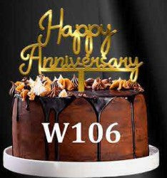 Acrylic Cake Topper - Happy Anniversary - Gold
