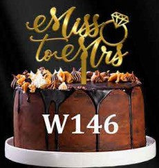 Acrylic Cake Topper - Miss to Mrs - Gold