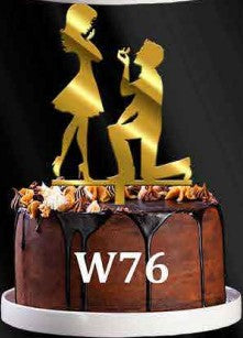 Acrylic Cake Topper - Bride & Groom Silhouette V6 - Gold
