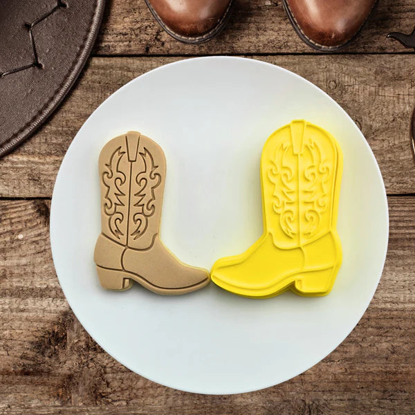 Custom Cookie Cutter - Cowboy Western Boot Cutter and Embosser Set.